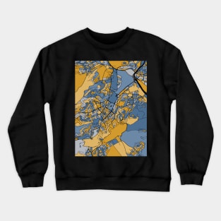 Stuttgart Map Pattern in Blue & Gold Crewneck Sweatshirt